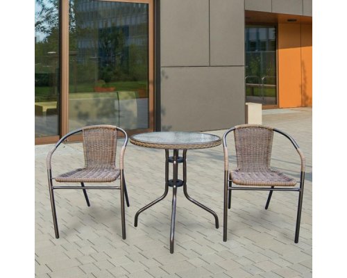 Комплект дачной мебели Афина Мебель Асоль-1A TLH-037AR2/060RR-D60 Cappuccino 2Pcs