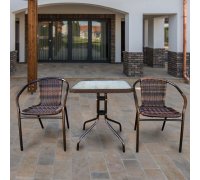Комплект дачной мебели Афина Мебель Асоль-2B TLH-037BR2/060SR-60х60 Brown 2Pcs