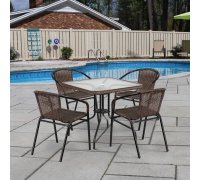 Комплект дачной мебели Афина Мебель Асоль-3 TLH-037BR2/070SR-70х70 R-05 Brown 4Pcs