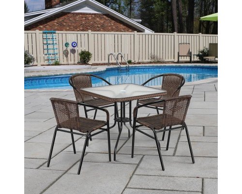 Комплект дачной мебели Афина Мебель Асоль-3 TLH-037BR2/070SR-70х70 R-05 Brown 4Pcs