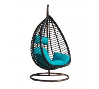 Кресло-качели Kvimol KM-0016, большая корзина, бирюзовая подушка
