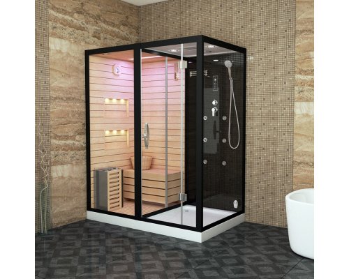 Душевая кабина Tiko Helmi T00301L черная, с инфракрасной сауной