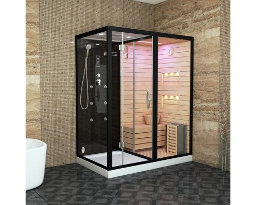 Душевая кабина Tiko Helmi T00301R черная, с инфракрасной сауной
